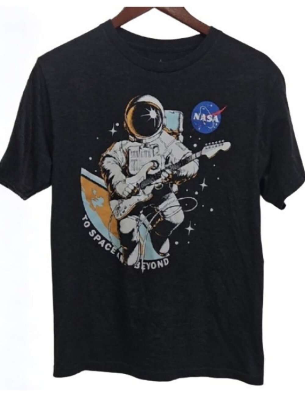 NASA Astronaut Guitar Graphic T-Shirt Space Tee Kids XL